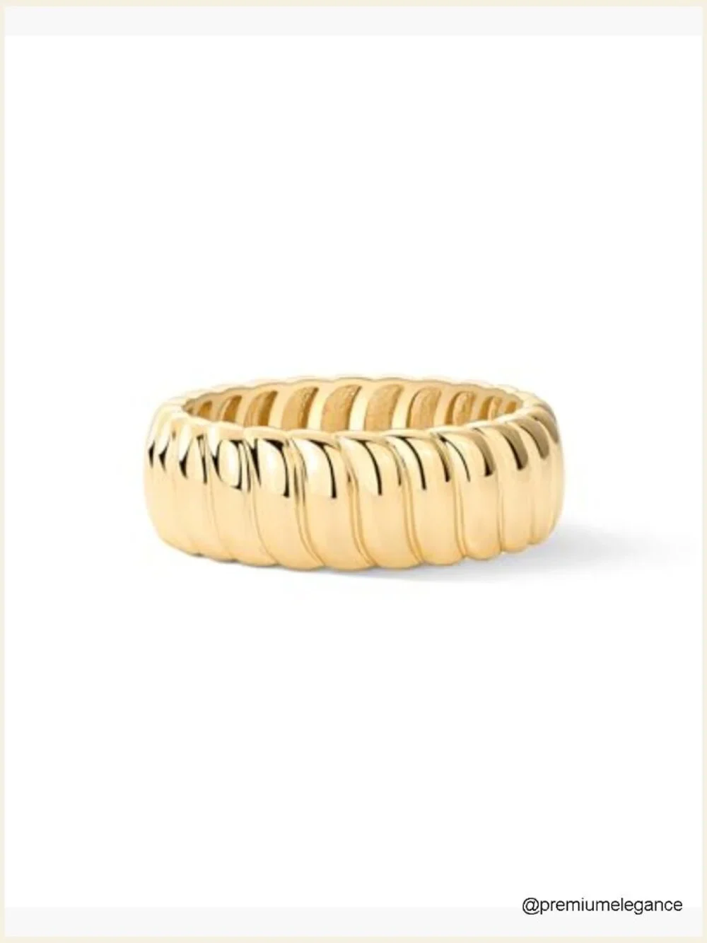 Chunky 7mm Gold Plated Statement Ring Stackable Wide Band